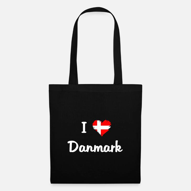 J'aime le Danemark. Danemark. - Sac en tissu - noir
