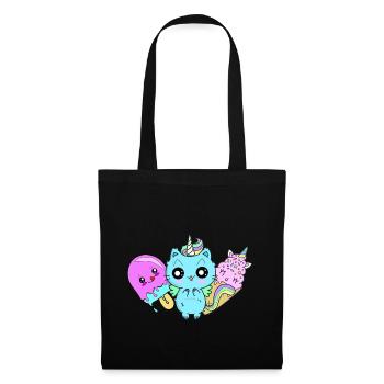 unicorn cat popsicles soft ice cream - Tote Bag - black - Front
