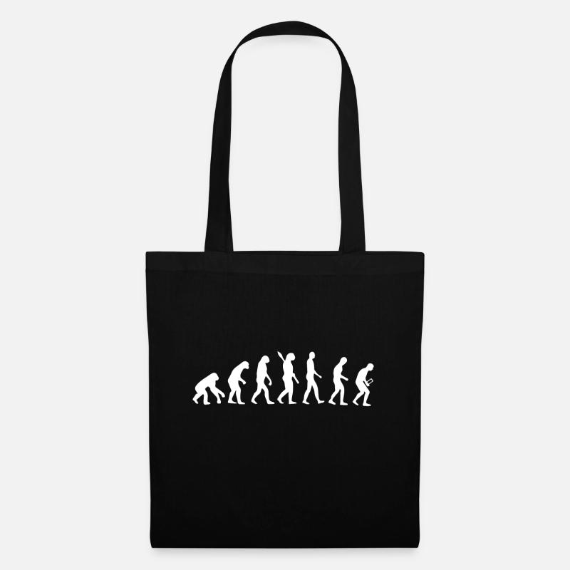 Evolution Handy Sucht Online Telefon mobil Affen - Stoffbeutel - Schwarz