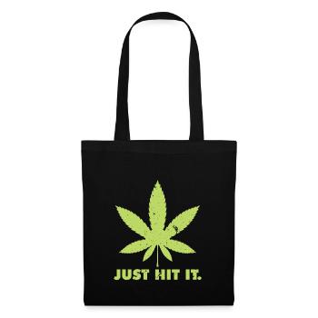 Feuille de cannabis chanvre gras hachisch ganja - Sac en tissu - noir - Devant