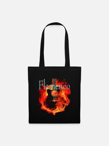 Spanish flamenco guitar in flames - Tote Bag - black