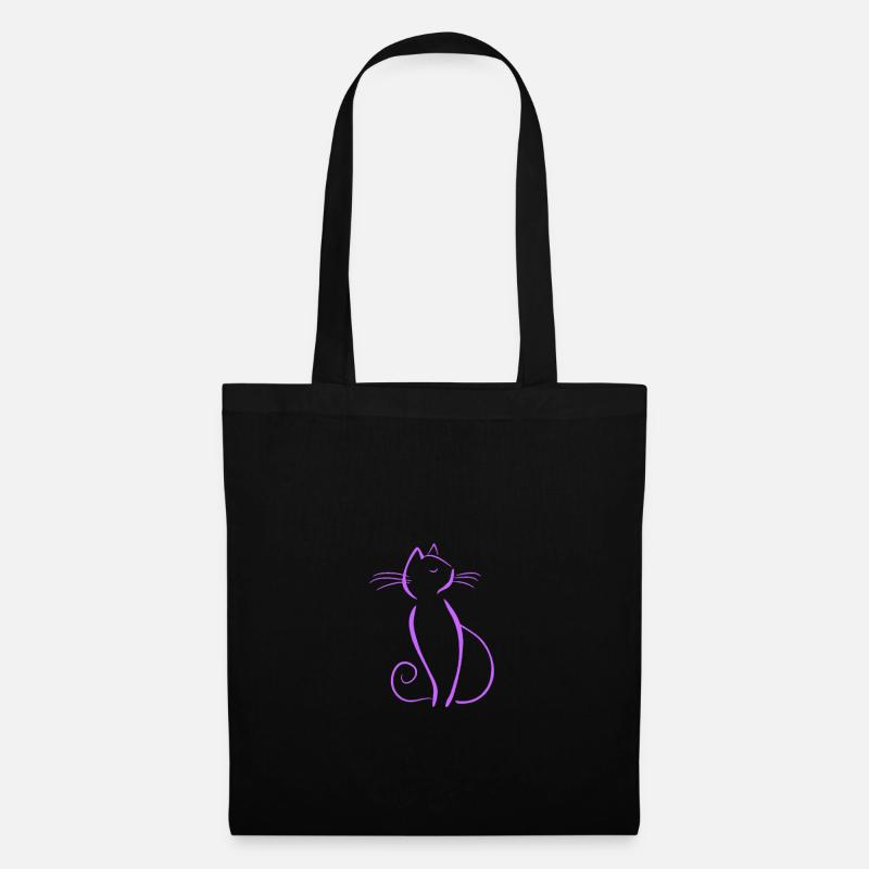 Katze Silhouette - Stoffbeutel - Schwarz