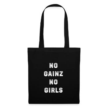 No gainz no girls Fitness Shirt - Stoffbeutel - Schwarz - Vorne