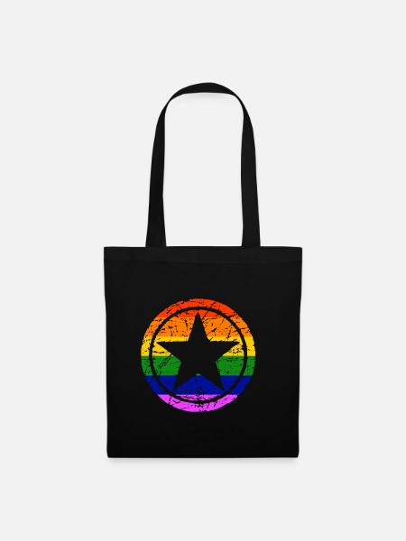 LGBT Gay Pride Star CSD Regenbogen Coming Out - Stoffbeutel - Schwarz