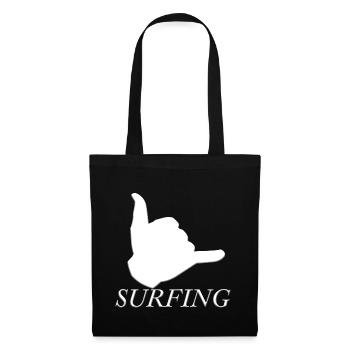 Surfen Surfbrett Gruß Wellen Sport Hobby Geschenk - Stoffbeutel - Schwarz - Vorne