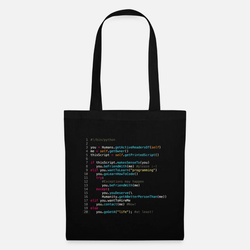Be friends with programmers (in Python) - Tote Bag - black