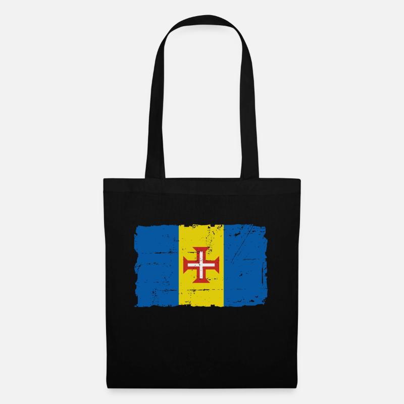 Drapeau de Madère - Drapeau de Madère - Look minable - Sac en tissu - noir