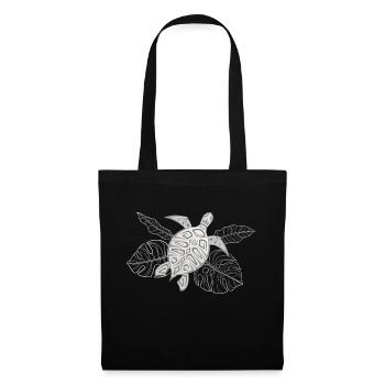 Turtle Grey Tropical Leaves - Tote Bag - black - Front