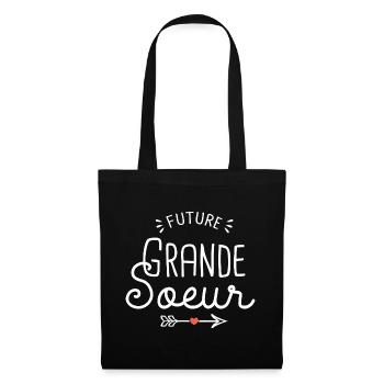 future grande sœur cadeau naissance grande soeur - Sac en tissu - noir - Devant