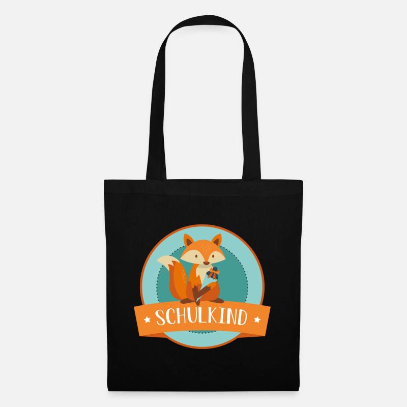 Schulkind - schlauer Fuchs - Schulbeginn - Stoffbeutel - Schwarz
