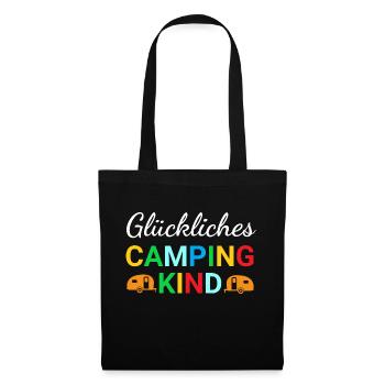 Glückliches Camping Kind - Stoffbeutel - Schwarz - Vorne