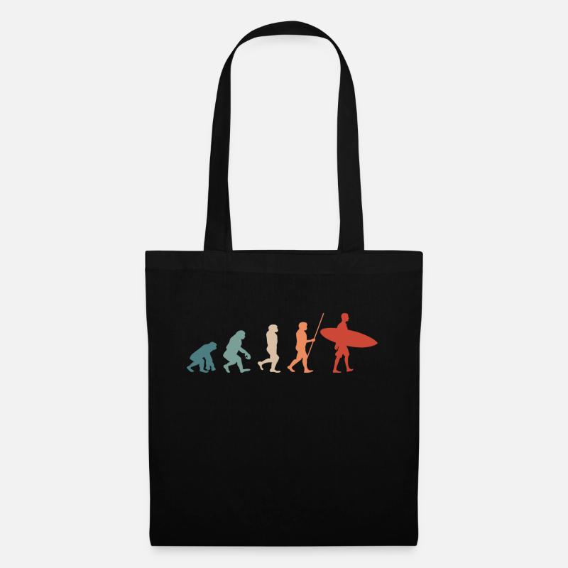 Surfing Surfer Retro Evolution - Tote Bag - black
