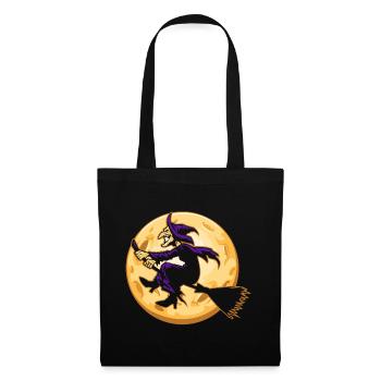 Witch with witch's broom - Tote Bag - black - Front