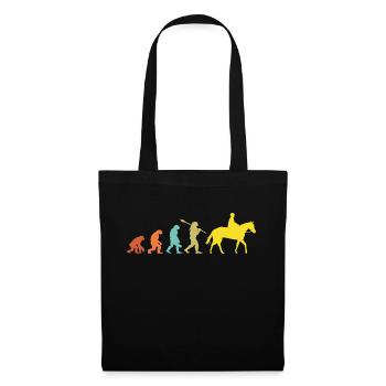 Vintage Evolution Pferd Reiter Geschenk - Stoffbeutel - Schwarz - Vorne