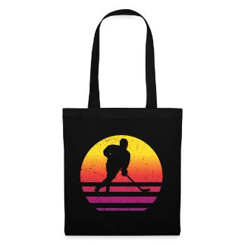 Hockey sur glace Rétro Style Vintage - Sac en tissu - noir - Devant