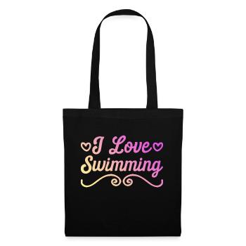 Ich liebe Schwimmen - Stoffbeutel - Schwarz - Vorne