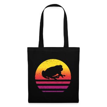 Frosch Retro Style Vintage - Stoffbeutel - Schwarz - Vorne