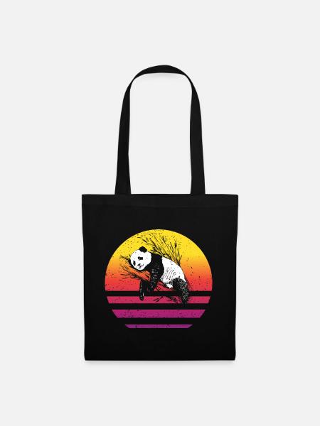 Panda Retro Style Vintage - Stoffbeutel - Schwarz