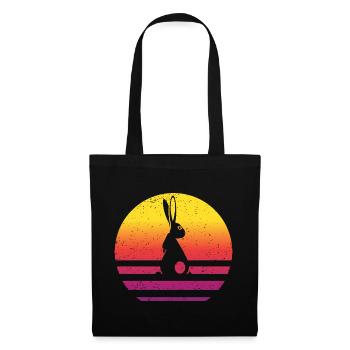 Lapin Rétro Style Vintage - Sac en tissu - noir - Devant