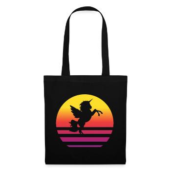 Einhorn Retro Style Vintage - Stoffbeutel - Schwarz - Vorne
