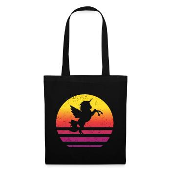 Einhorn Retro Style Vintage - Stoffbeutel - Schwarz - Vorne