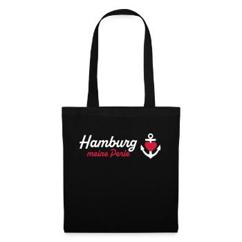 Hamburg Perle weiß - Stoffbeutel - Schwarz - Vorne