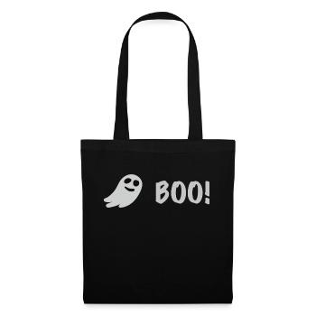 Halloween Shirt mit einem Geist Boo Geschenk - Stoffbeutel - Schwarz - Vorne
