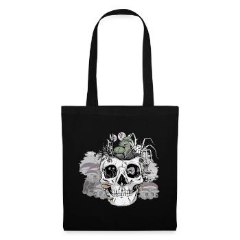 Horreur Halloween Spider Skull Champignons d’automne - Sac en tissu - noir - Devant
