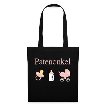 Patenonkel Geburt Mädchen Taufe - Stoffbeutel - Schwarz - Vorne