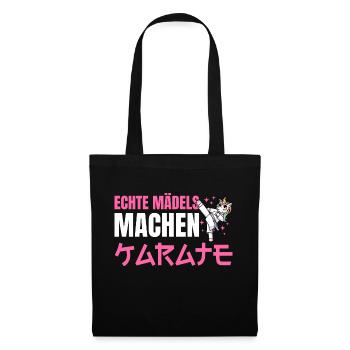Karate Mädchen Kampfsport - Stoffbeutel - Schwarz - Vorne