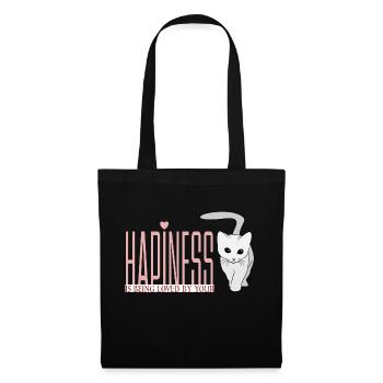 Happiness is being loved by your cat - Tote Bag - black - Front