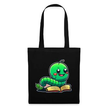 Bücherwurm - Stoffbeutel - Schwarz - Vorne