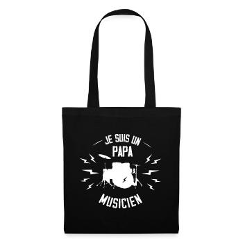 Papa Musicien blanc - Sac en tissu - noir - Devant
