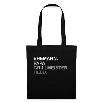 Ehemann Pappa Grillmeister Held - Stoffbeutel - Schwarz - Vorne