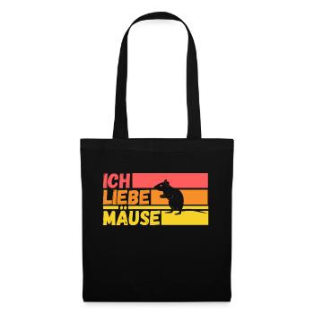 Ich Liebe Mäuse - Stoffbeutel - Schwarz - Vorne