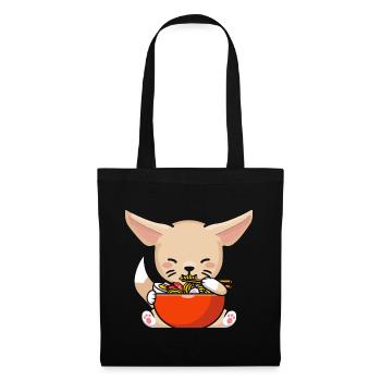 Fennec Fox mange des nouilles ramen Fennec Renards - Sac en tissu - noir - Devant