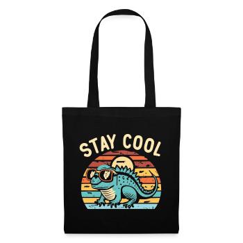 Lézard rétro avec lunettes de soleil - Sac en tissu - noir - Devant