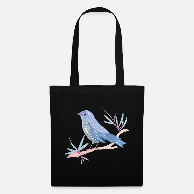 bläulicher Vogel mit Misteln im Winter Stimmung - Stoffbeutel - Schwarz