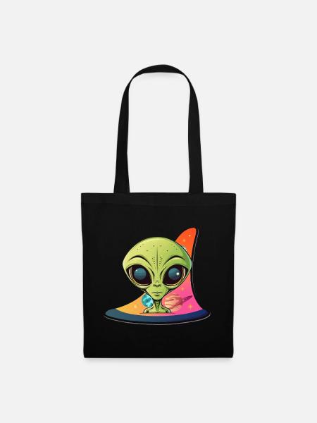 Alien Surf im Neonweltraum - Stoffbeutel - Schwarz