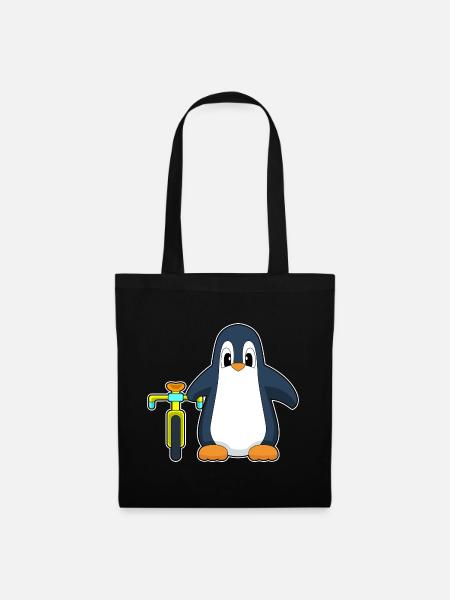 Pinguin Fahrrad - Stoffbeutel - Schwarz