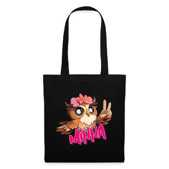 MINNA - Beau nom de fille avec un joli hibou - Sac en tissu - noir - Devant