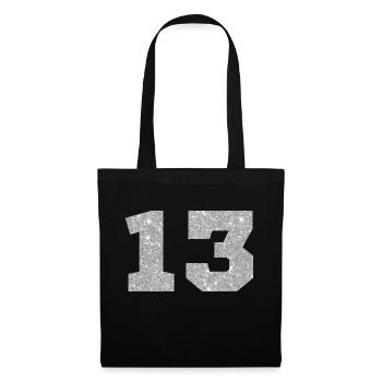 Nummer 13 Pink Glitter - 13. Geburtstag - Stoffbeutel - Schwarz - Vorne