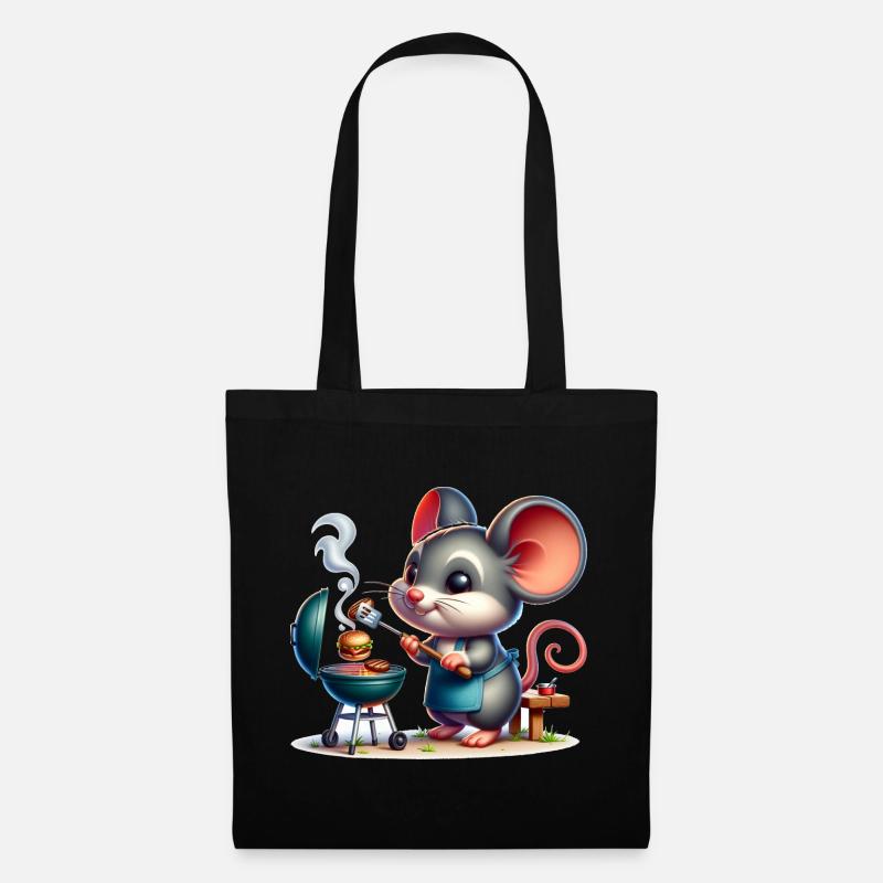 Cute BBQ Mouse - Stoffbeutel - Schwarz