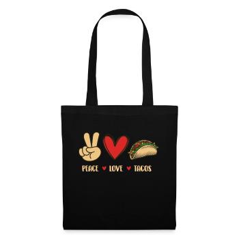 Tacos Peace Love - Cuisine mexicaine pour amateurs de tacos - Sac en tissu - noir - Devant