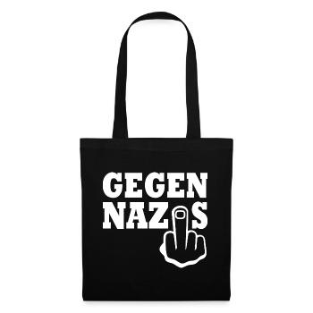 Gegen nazis Mittelfinger - Stoffbeutel - Schwarz - Vorne