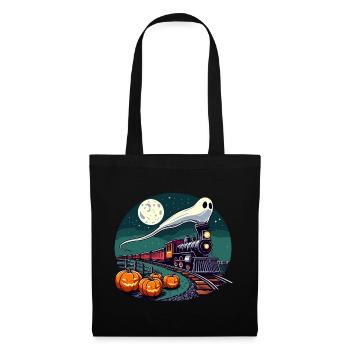 Halloween fantôme locomotive chemin de fer citrouille drôle - Sac en tissu - noir - Devant