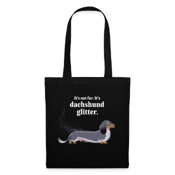 Teckel paillettes drôle chien design - Sac en tissu - noir - Devant