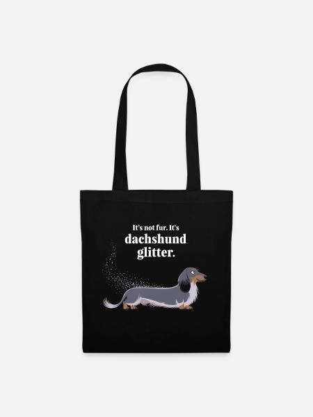 Dachshund Glitter Lustiges Hundedesign - Stoffbeutel - Schwarz