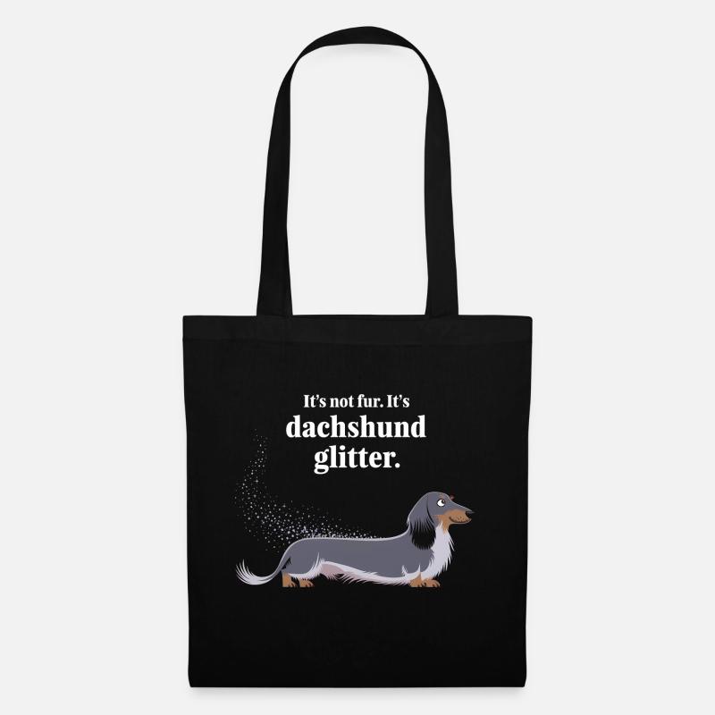 Dachshund Glitter Lustiges Hundedesign - Stoffbeutel - Schwarz