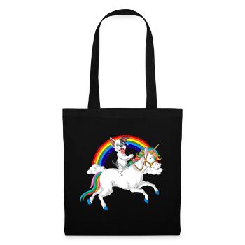 French Bulldog Riding Unicorn - Tote Bag - black - Front